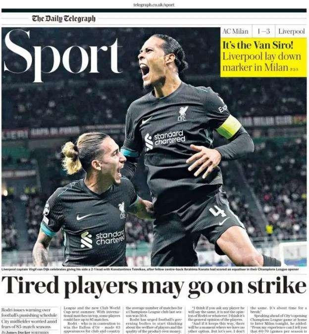 Rodri sfida l'UEFA: "Giocatori stanchi, potremmo scioperare". Le prime pagine inglesi