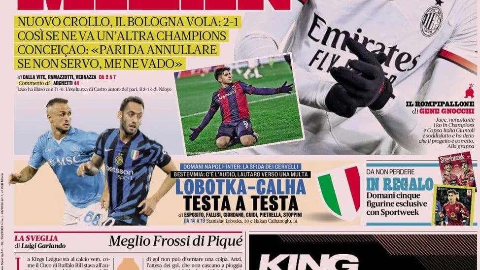 Incubo Milan, la Juve pensa a Conte e Gasperini. Bestemmia Lautaro, c'è l'audio: la prima pagina della Gazzetta