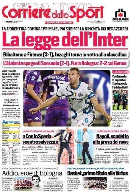 L'apertura del Corriere dello Sport: "La legge dell'Inter"