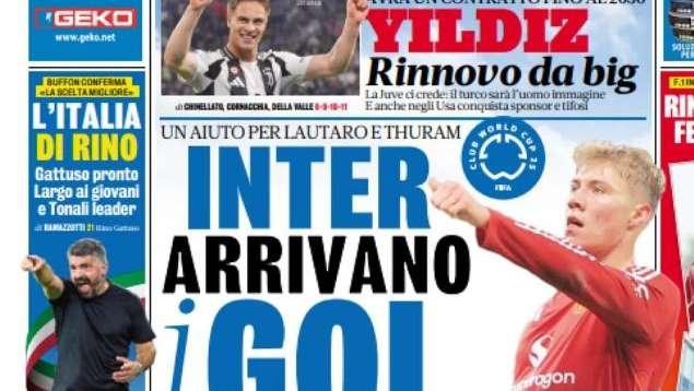 "Inter a tutta velocità su Hojlund": la prima pagina de La Gazzetta dello Sport