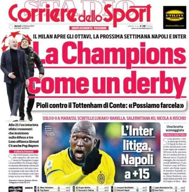 L'apertura del CorSport: "L'Inter litiga, Napoli a +15". Scintille tra Lukaku e Barella