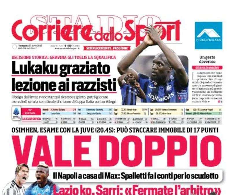 L'apertura del CorSport: "Lukaku graziato: decisione storica e lezione ai razzisti"
