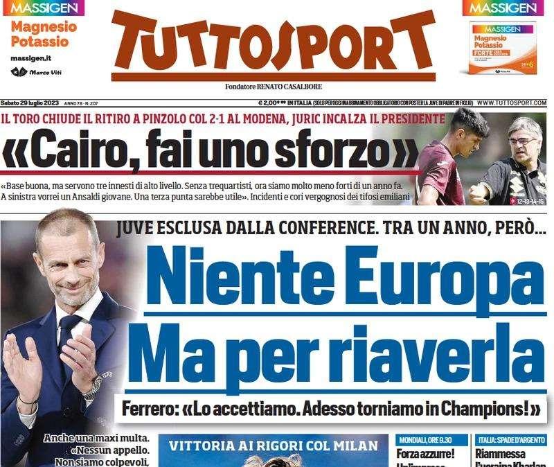 Tuttosport in apertura: "Per Zhang 300 giorni alla verità". Il debito con Oaktree scade nel 2024