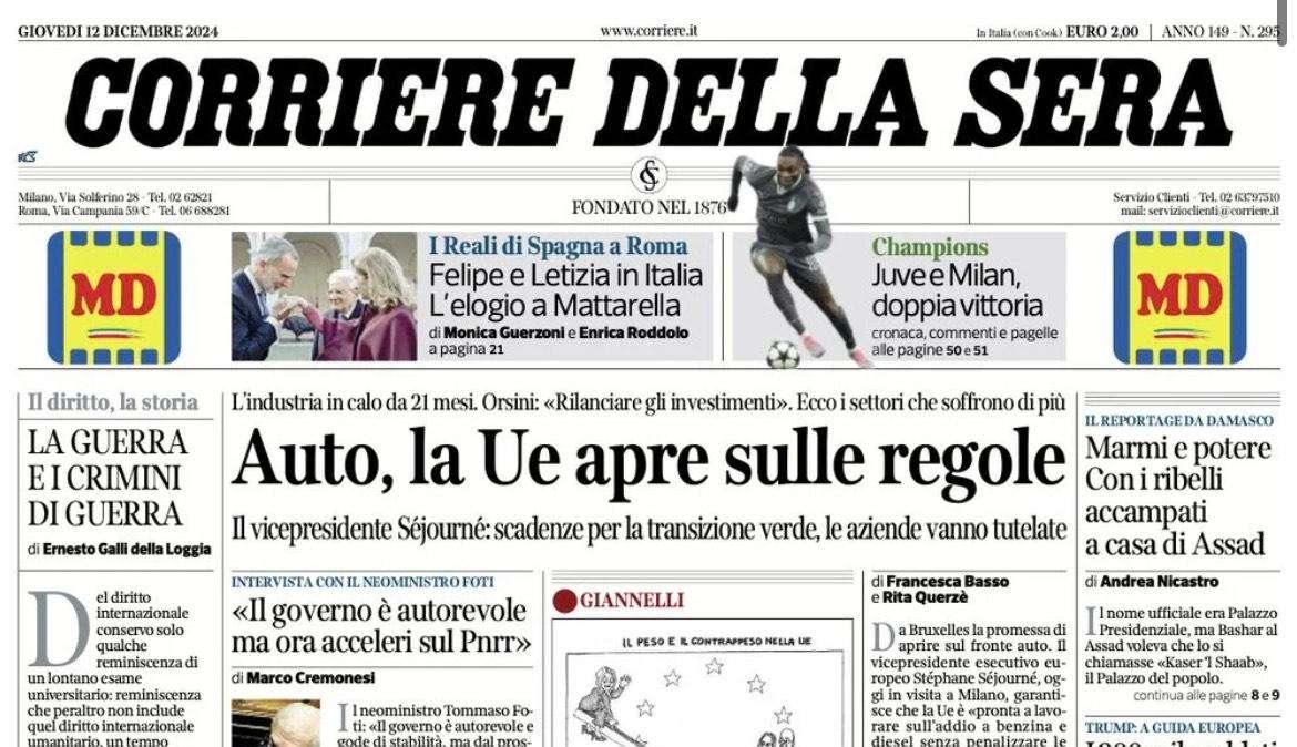 "Inter, i limiti del turnover: troppi calcoli, poca difesa": l'apertura del Corriere della Sera