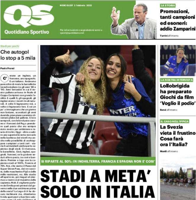 La protesta del QS in apertura: "Stadi a metà solo in Italia" 