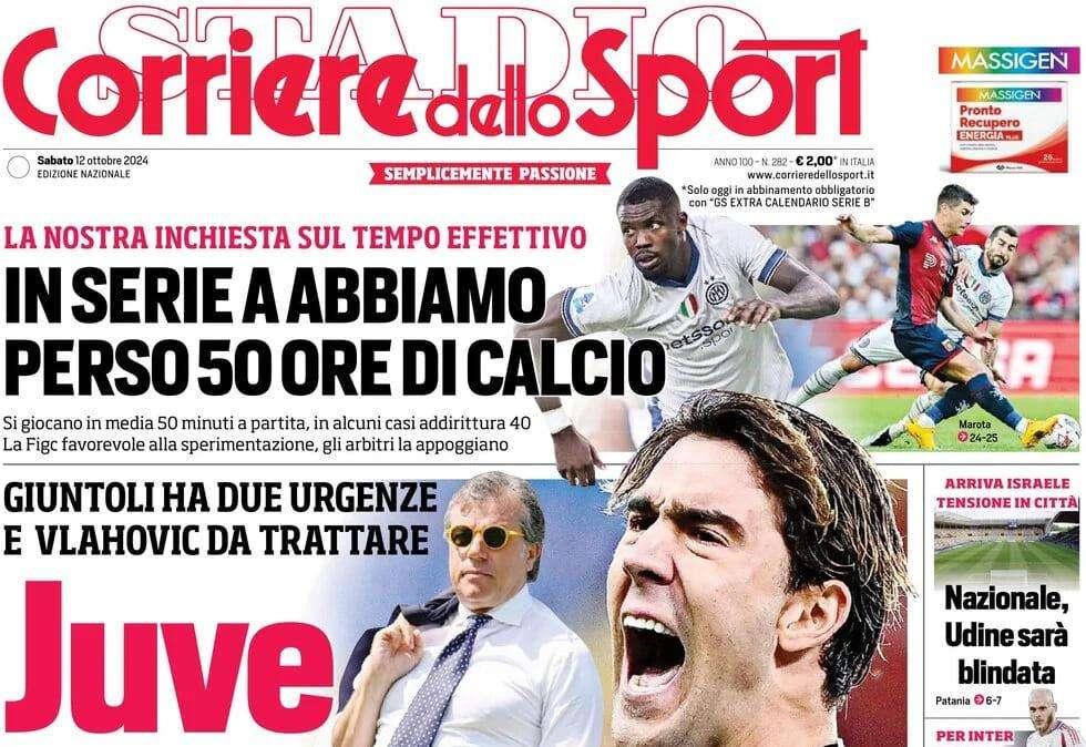"Dimarco top di gamma, l'inchiesta sul tempo effettivo in A": l'apertura del Corriere dello Sport