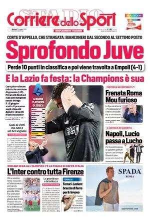 La penalizzazione alla Juventus stravolge il campionato: le prime pagine di martedì 23 maggio