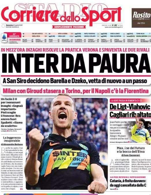 L'apertura del Corriere dello Sport: "Inter da paura"