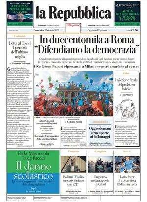 L'apertura di Repubblica: "Saloon Olimpico, Lazio spietata"