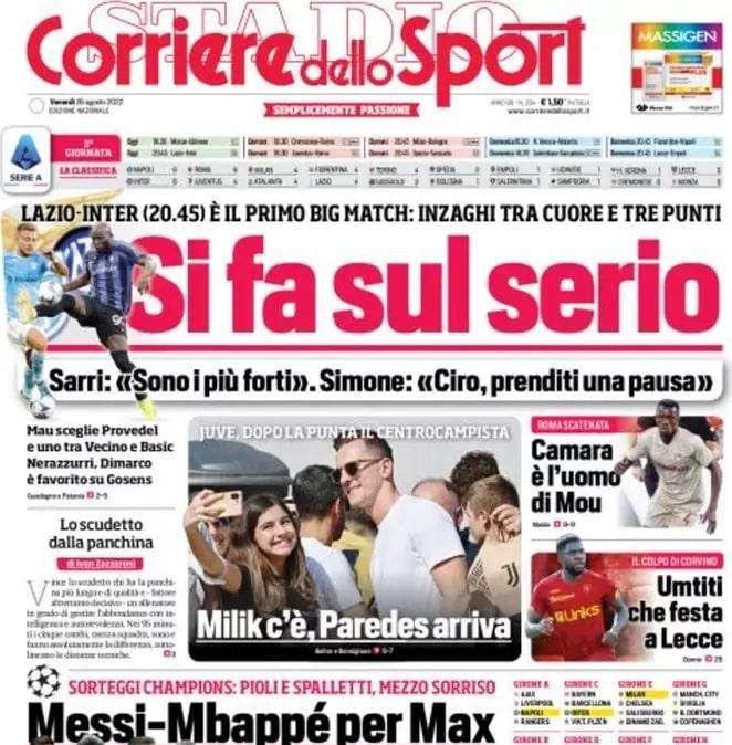Rassegna stampa - Le prime pagine di venerdì 26 agosto