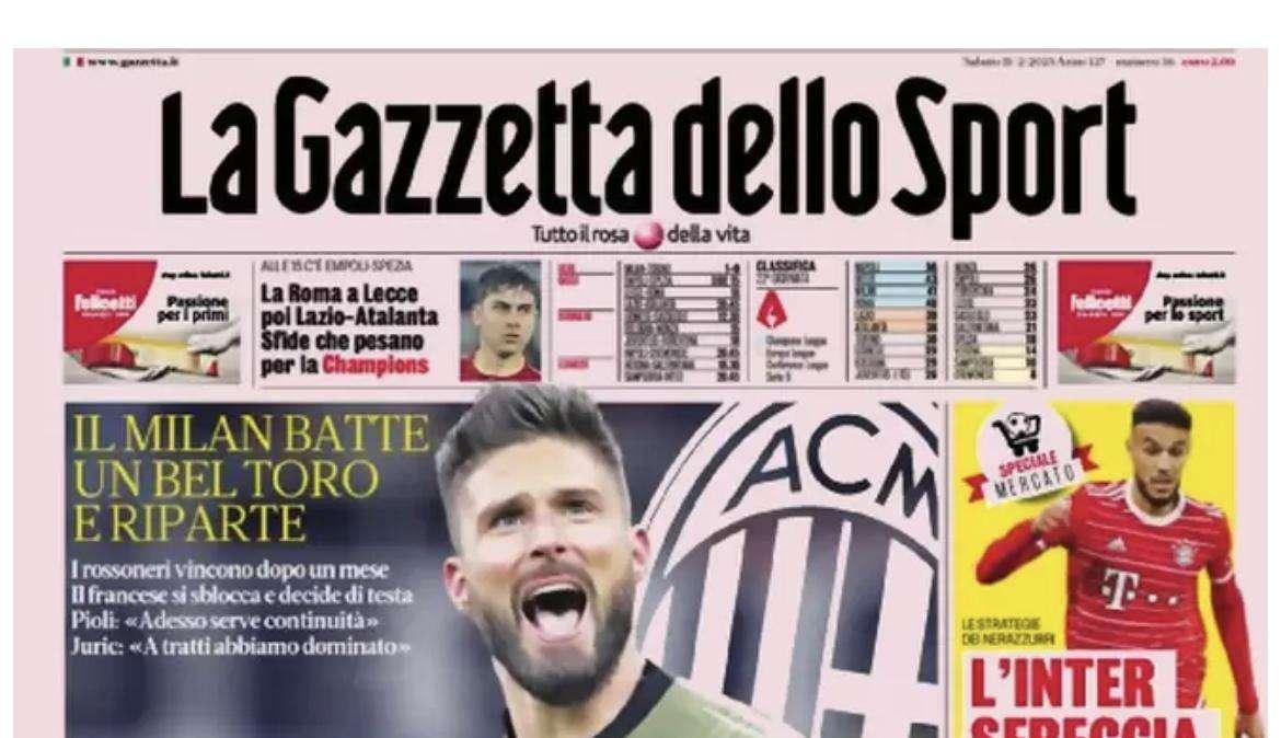 La prima pagina della Gazzetta dello Sport: "Dumfries addio, è assalto a Mazraoui"