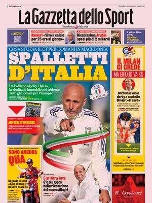 L'apertura de La Gazzetta dello Sport: "Spalletti d'Italia"