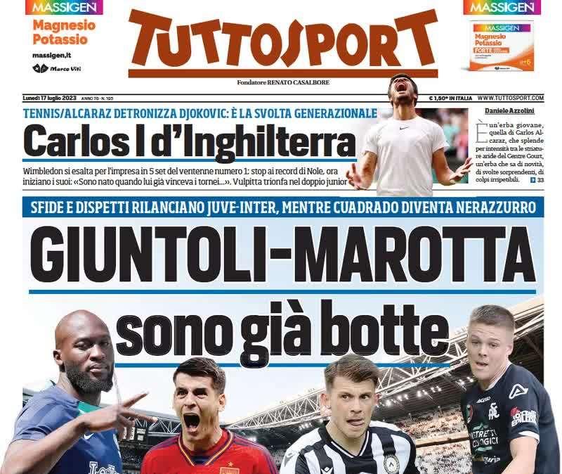 Tuttosport: "Giuntoli-Marotta, sono già botte". Sfide e dispetti rilanciano Juve-Inter