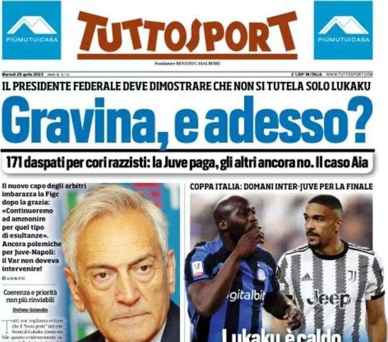 Caso Lukaku, Tuttosport: "Gravina, e adesso? L'AIA imbarazza la FIGC"