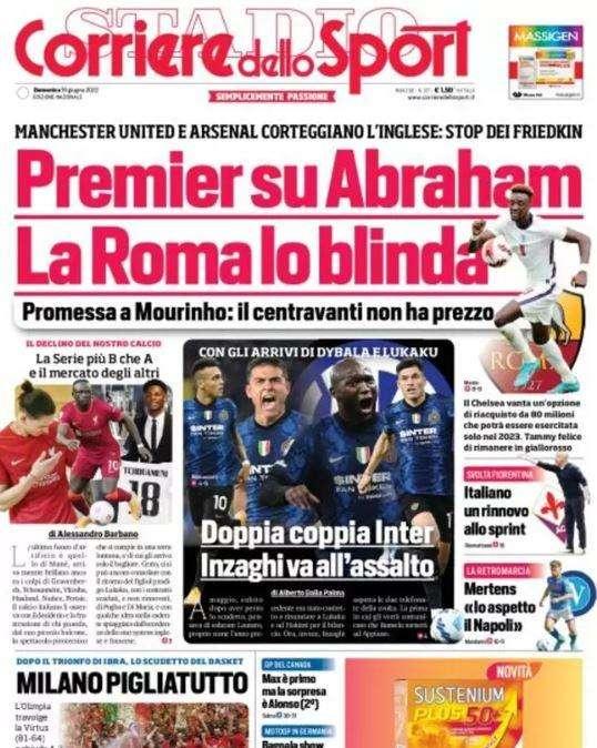 L'apertura del Corriere dello Sport: "Doppia coppia Inter, Inzaghi va all'assalto"