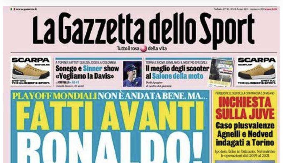 La Gazzetta dello Sport in apertura: "Inter idea turnover: a Venezia per il -1"