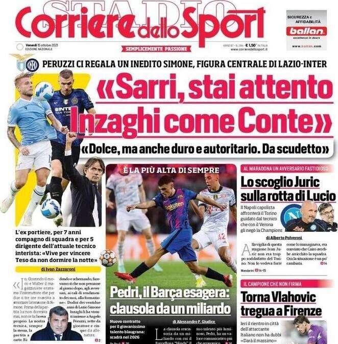 L'apertura del CorSport con le parole di Peruzzi: "Sarri, attento: Inzaghi come Conte"