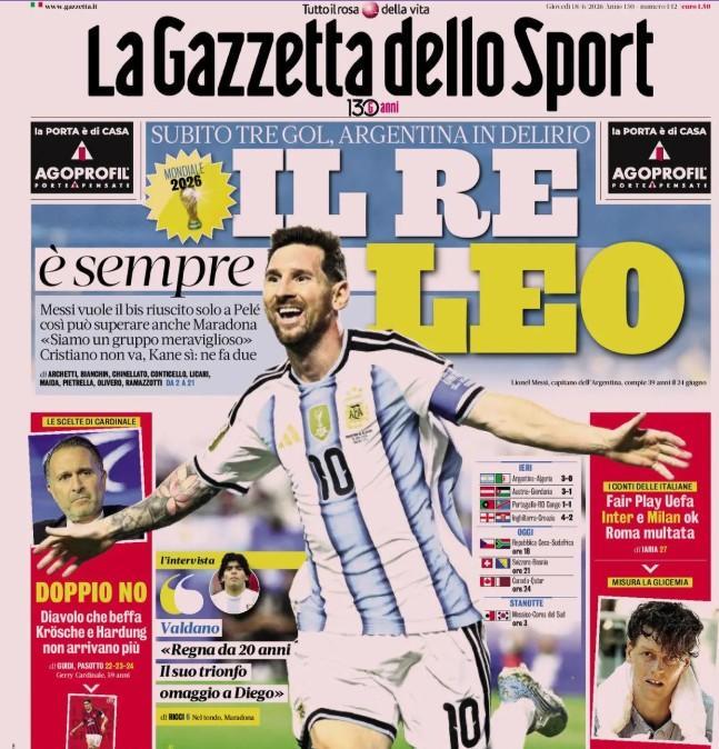 "Fair Play UEFA, Inter e Milan ok". "Inter, è fatta: arriva Provedel". Le prime pagine del 18 giugno
