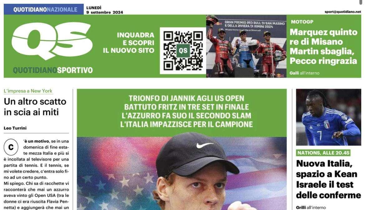"Nuova Italia, spazio a Kean. Israele il test delle conferme": la prima pagina del QS