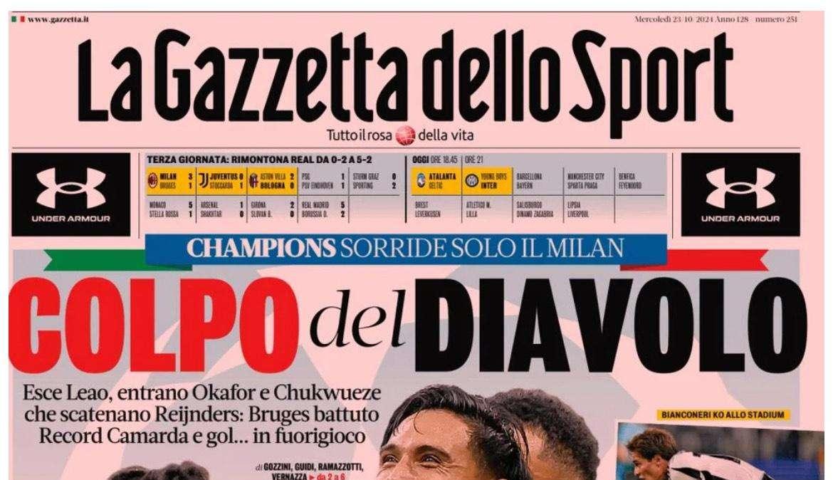 "Inter da super 8, con Taremi e Arnautovic nella corsa agli ottavi": l'apertura di Gazzetta dello Sport