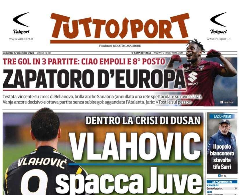 L'apertura di Tuttosport contro l'Inter: "Il popolo juventino questa volta tifa Sarri e la Lazio"