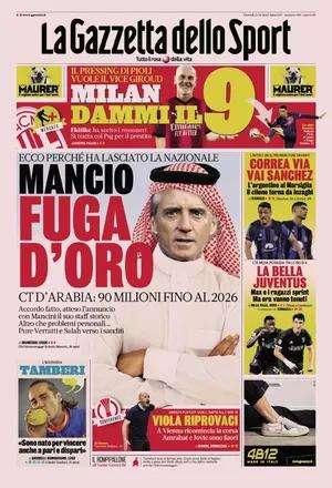 L'apertura della Gazzetta dello Sport: "Correa via, Sanchez vai: Inter, ribaltone davanti"