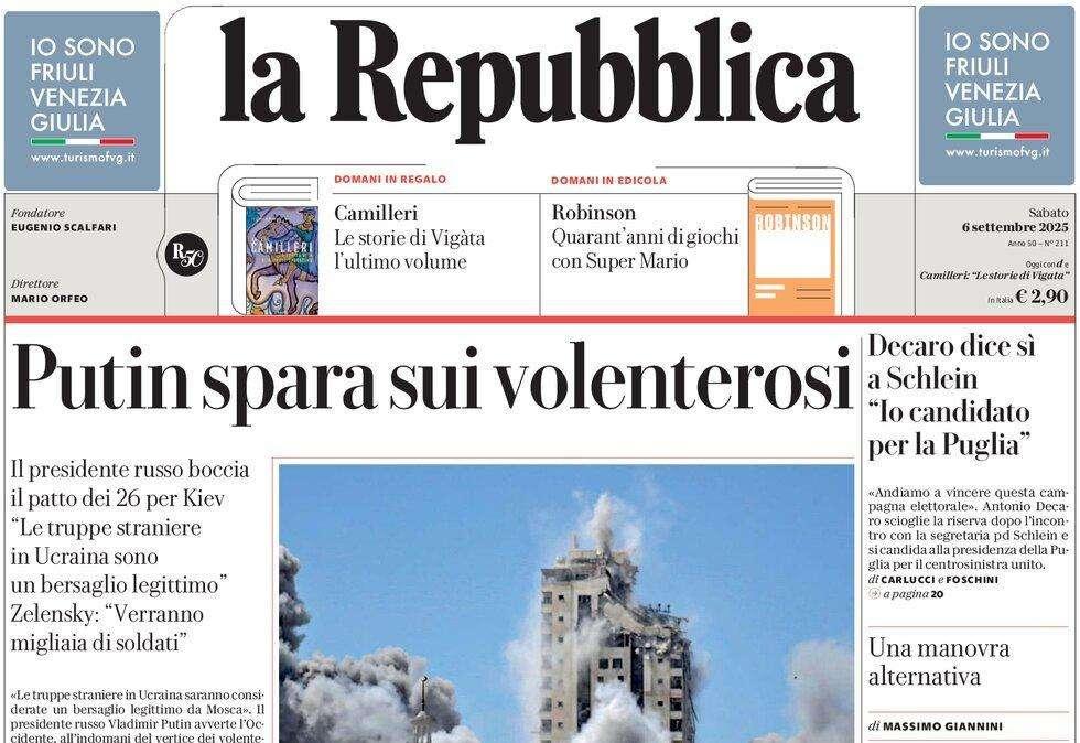 "Il risveglio della Nazionale. Gattuso fa subito cinquina": l'apertura de La Repubblica