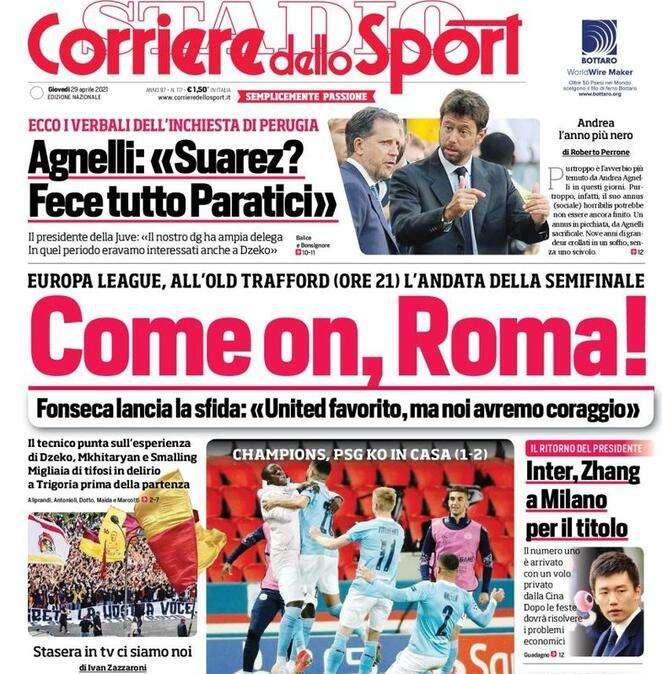 La prima pagina del Corriere dello Sport: “Zhang a Milano per il titolo”
