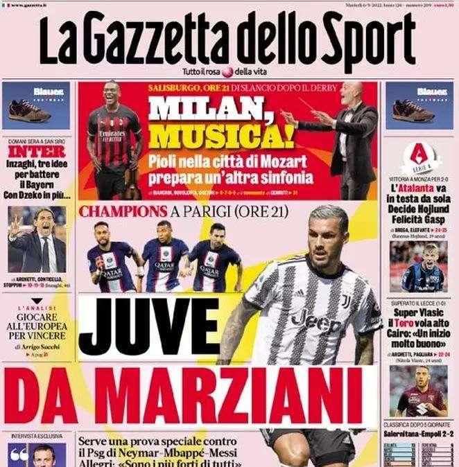 La Gazzetta dello Sport in prima pagina: "Inzaghi, tre idee per battere il Bayern. Con Dzeko in più"