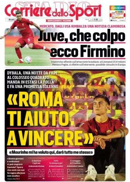 Il CorSport apre con le parole di Dybala: "Roma, ti aiuto a vincere"