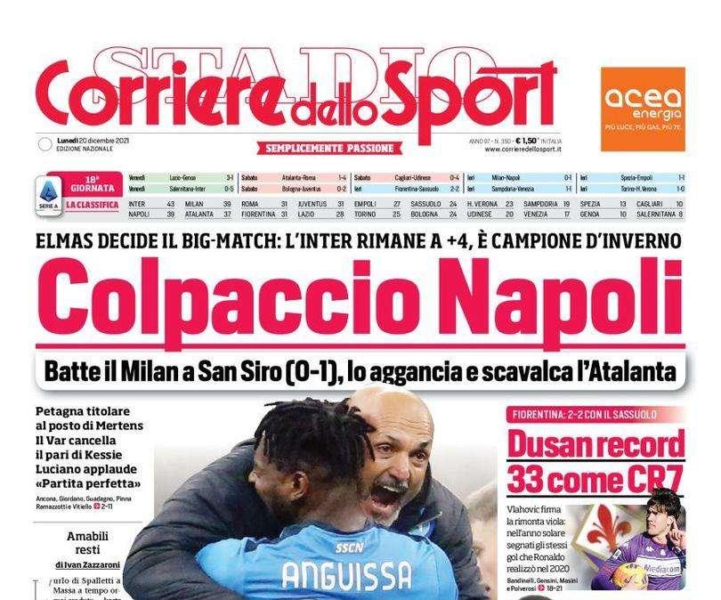 Il Corriere dello Sport: "Colpaccio Napoli, l'Inter è Campione d'Inverno"