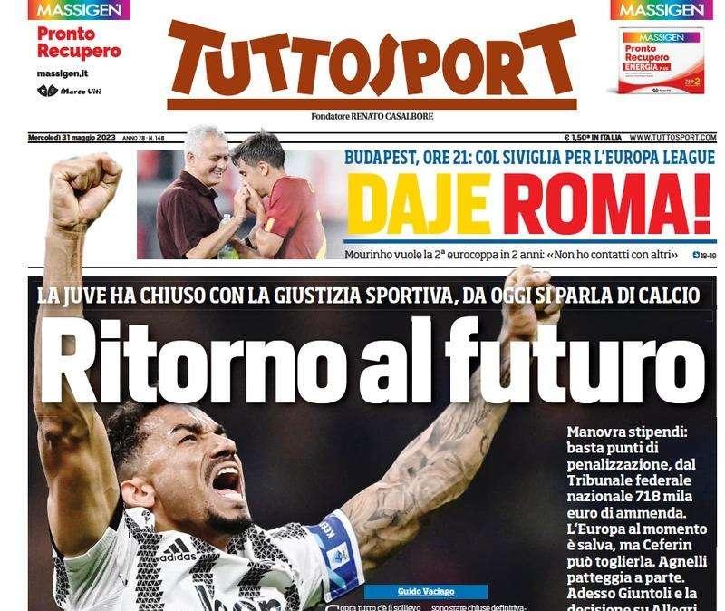 Tuttosport in apertura: "Bastoni, Barella e Lautaro i tre moschettieri dell'Inter"