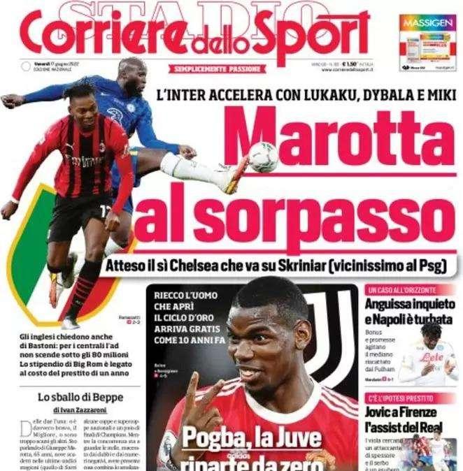 Il Corriere dello Sport in apertura: "Marotta al sorpasso"