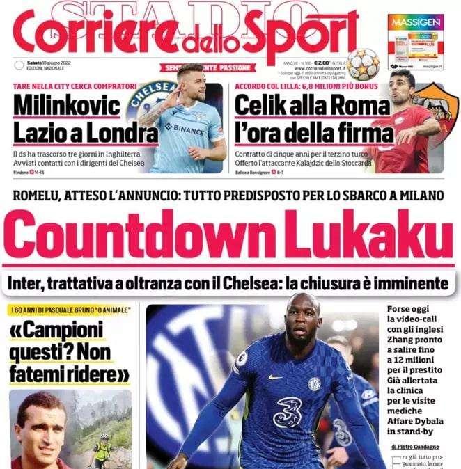 L'apertura del Corriere dello Sport: "Countdown Lukaku. Dybala in stand-by"