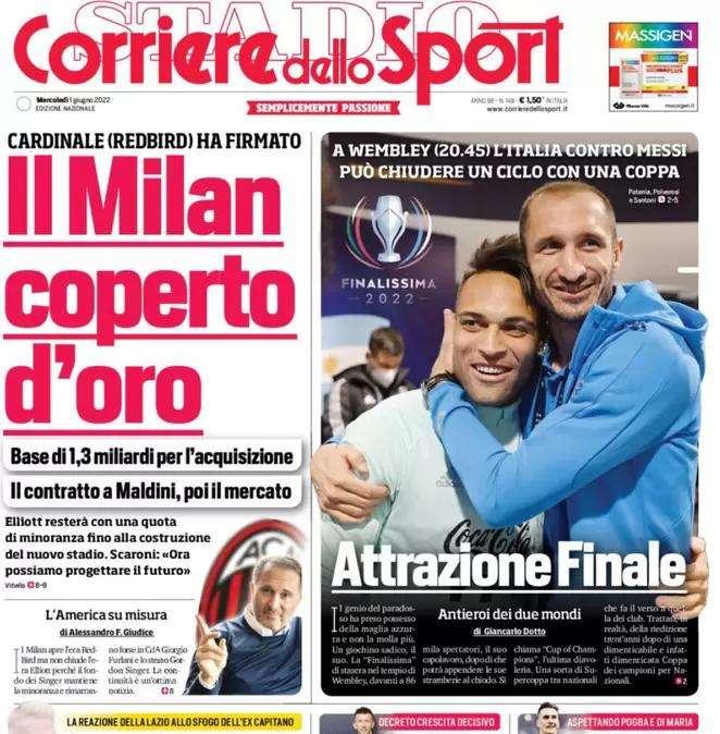 L'apertura del Corriere dello Sport: "Lukaku all'Inter entro il 30 giugno"