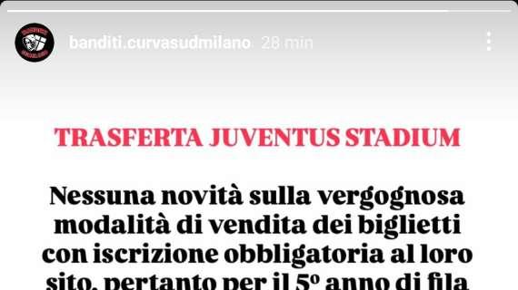 Curva Sud Milano: "Milan-Bologna: la situazione è la stessa delle prime due partite a San Siro. Niente trasferta allo Juventus Stadium"