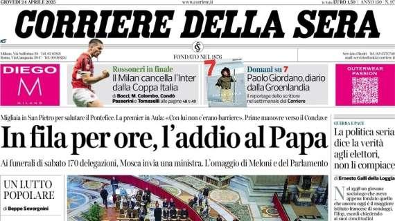 Il CorSera in apertura: "Il Milan cancella l'Inter dalla Coppa Italia"