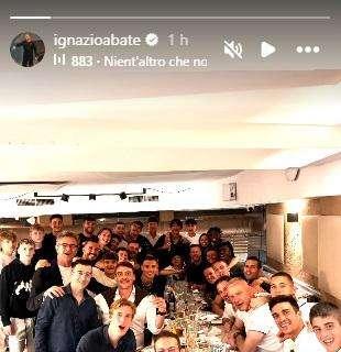 Primavera, tutta la squadra a cena con Abate: "Grazie!"