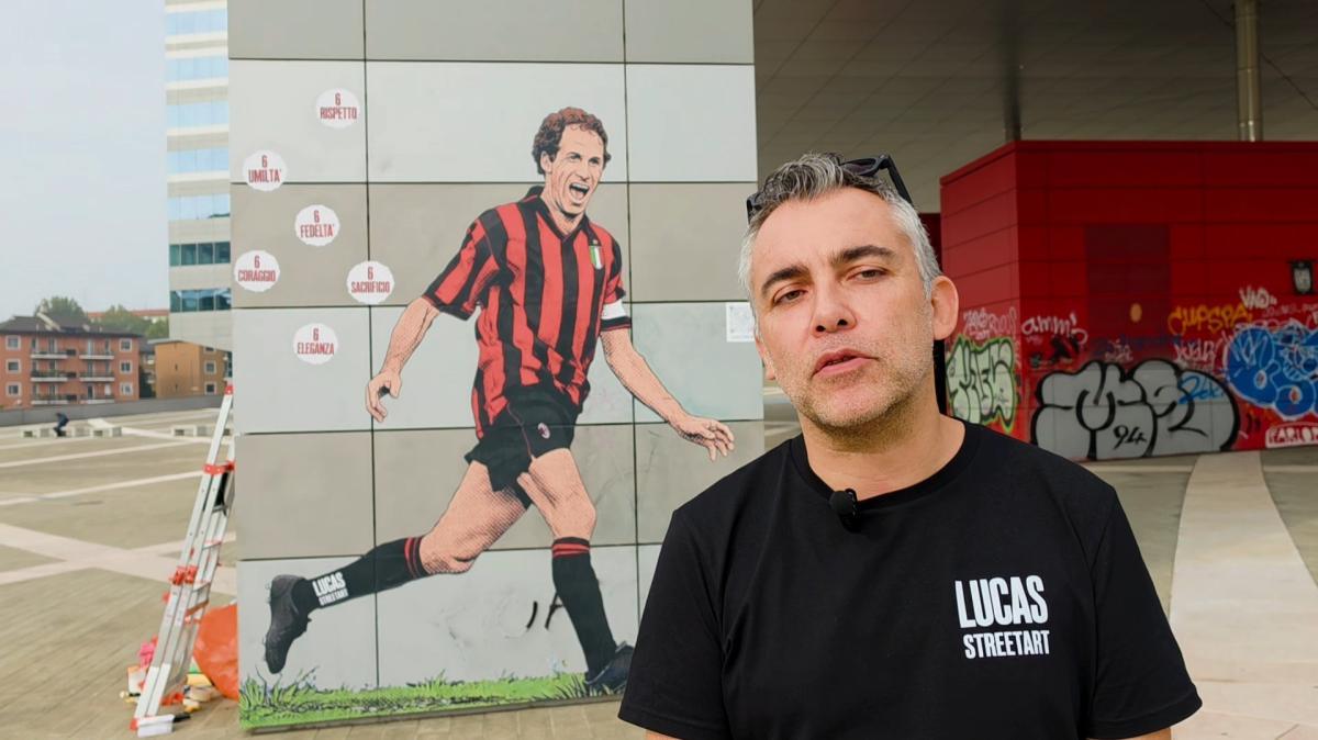 MN - L'artista del murales di Baresi: "Abbiamo risposto all'atto vandalico con il sorriso di Baresi"