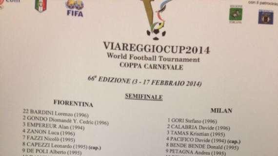 Viareggio Cup, Fiorentina-Milan: le formazioni ufficiali. Tutto confermato