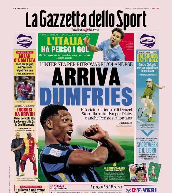 L'apertura della Gazzetta: "Milan, c'è Mateta. Idea per giugno, ma l'accordo si può fare ora"