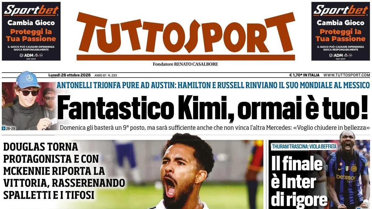 Tuttosport in apertura: "Riscatto Milan: 3° posto"