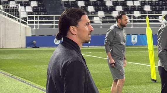 Ibrahimovic e Conceiçao a colloquio a fine partita sul prato di Venezia