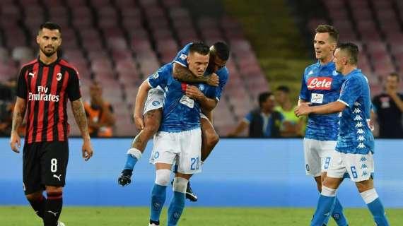 LIVE MN - Napoli-Milan (3-2): paradiso per 50 minuti, poi Diavolo all'inferno. Doppio Zielinski e gol di Mertens