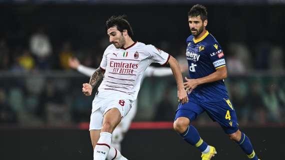 Gazzetta - Milan, a Verona ci pensa sempre Tonali: al Bentegodi ha segnato la metà dei suoi gol in rossonero