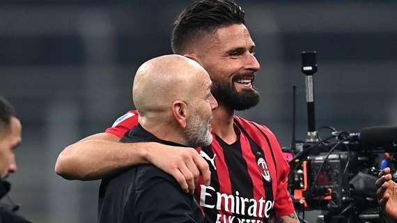 Pioli saluta Giroud: "Ti abbraccio, ti ringrazio, ti voglio bene lo sai, sei un grande. Sono orgoglioso di aver lavorato con te"