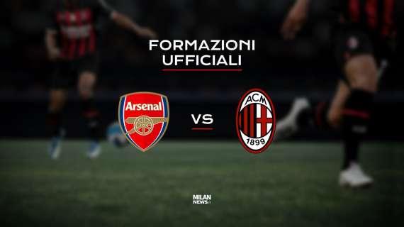 Arsenal-Milan, le formazioni ufficiali: Pobega terzino sinistro, torna Saelemaekers dal 1'
