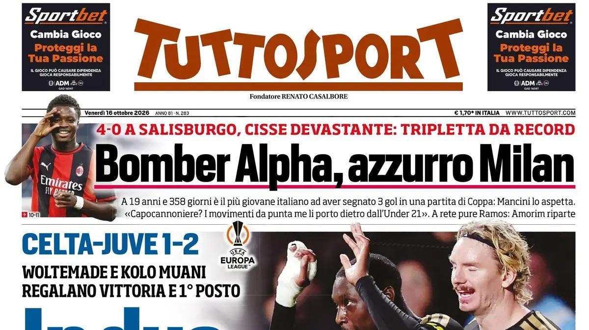 Tuttosport esalta Cisse: "Bomber Alpha, azzurro Milan"