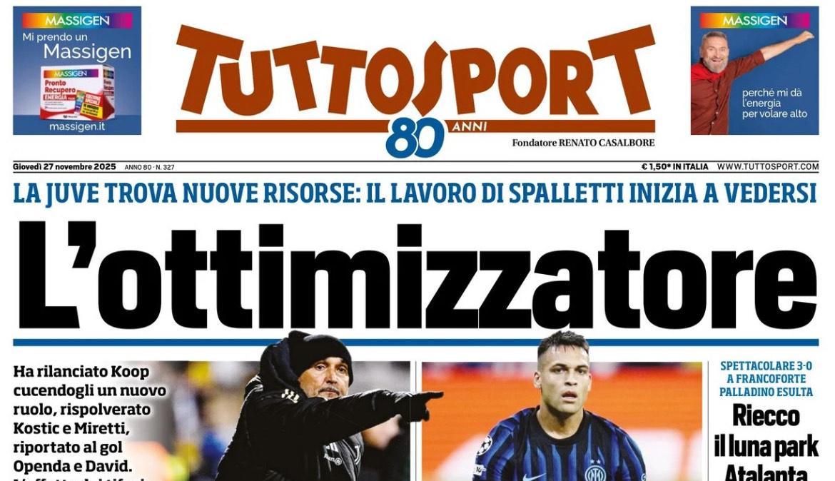 Tuttosport in prima pagina: "Il Milan all'attacco: Franculino per Allegri"