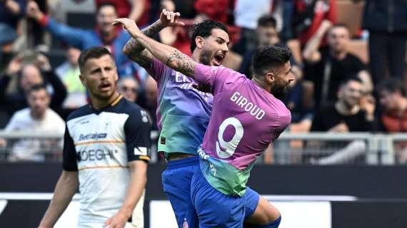 3-0 secco del Milan al Lecce: a segno il 9-10-11 per la quinta vittoria di fila in Serie A
